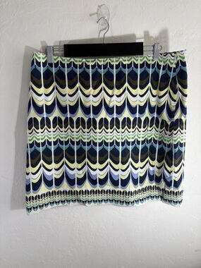Talbots Women's Sz 16 Geometric Scallop Print Pencil Short Skirt Lined Side Zip